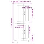 vidaXL Buffet haut Sonoma gris 69 5x34x180 cm Bois d'ingénierie