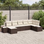 vidaXL Canapé de jardin 7 pièces avec des coussins en résine tressée marron