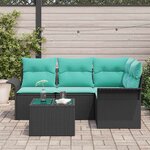 vidaXL Ensemble de canapé de jardin avec coussin 5 Pièces Noir polyrotin