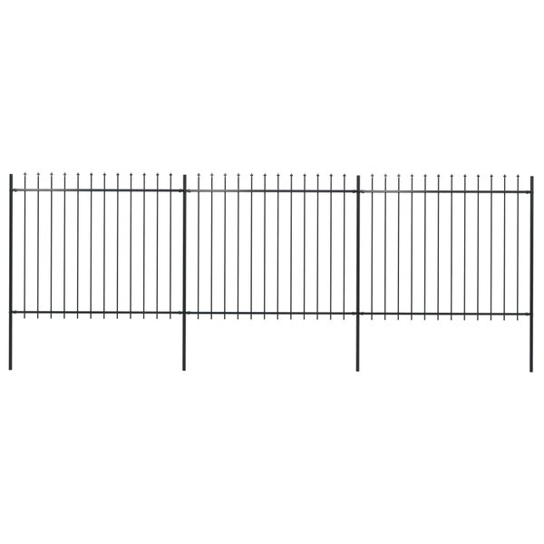 vidaXL Clôture de jardin avec dessus en lance Acier 5 1 x 1 5 m Noir