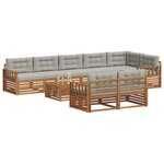 vidaXL Ensemble de canapés d'extérieur 9 Pièces Gris Naturel et Clair