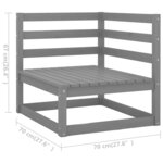 vidaXL Canapé 2 places de jardin avec coussins Gris Bois de pin massif