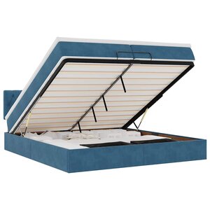 vidaXL Cadre de lit ottoman avec matelas bleu foncé 200x200 cm velours