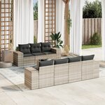 vidaXL Salon de jardin 8 Pièces avec coussins gris clair résine tressée