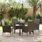 vidaXL Ensemble de salle à manger pour jardin 5 Pièces Marron Poly rotin