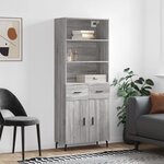 vidaXL Buffet haut Sonoma gris 69 5x34x180 cm Bois d'ingénierie