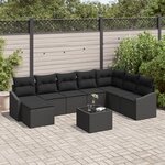 vidaXL Ensemble de Canapé de Jardin de 9 Pièces avec Coussins Beige Poly Rattan