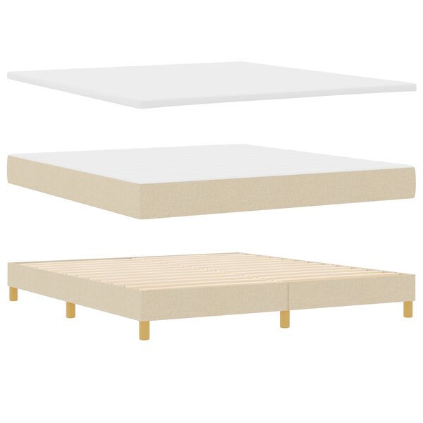 vidaXL Lit à ressorts avec matelas tissu crème  180x200 cm.