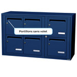 Bloc collectif leabox.com  3x2  grade 3  simple face  Intérieur  fixation murale  Bleu Saphir RAL 5003 finition brillante