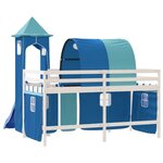 vidaXL Lit mezzanine enfants avec tour bleu 80x200cm bois pin massif
