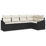 vidaXL Ensemble de salle à manger de jardin 5 pièces avec coussins en poly-rattan noir