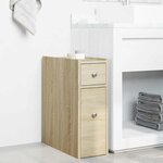 vidaXL Armoire de salle de bain étroite avec roulettes chêne sonoma