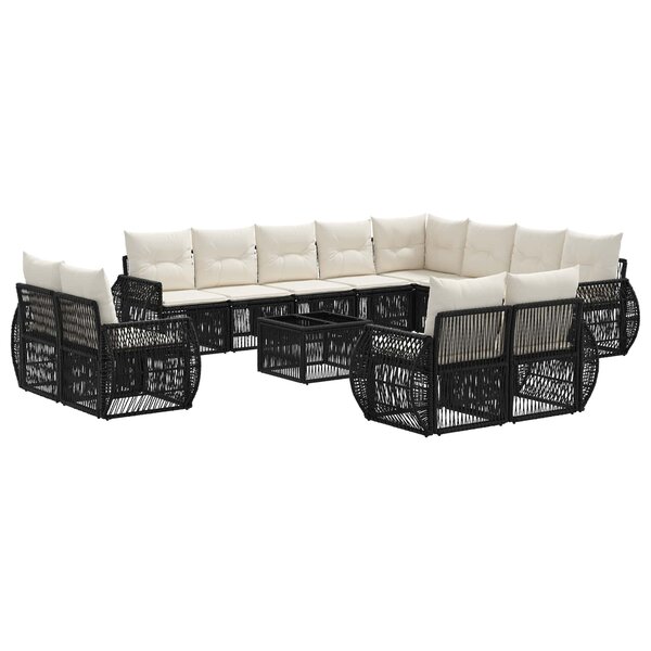 vidaXL Ensemble de canapé de jardin 13 Pièces Noir et blanc crème