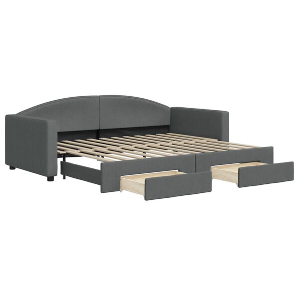 vidaXL Lit de jour avec gigogne et tiroirs sans matelas 90x200 cm