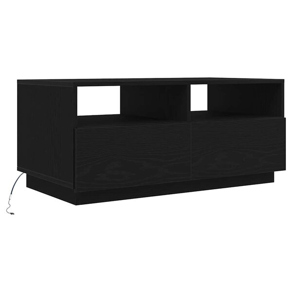 vidaXL Table basse avec lumières LED chêne noir 90x49x40 cm