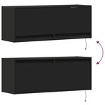 vidaXL Meuble TV mural avec lumières LED noir 100x31x35 cm