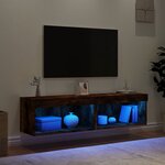 vidaXL Meubles TV avec lumières LED 2 Pièces chêne fumé 60x30x30 cm