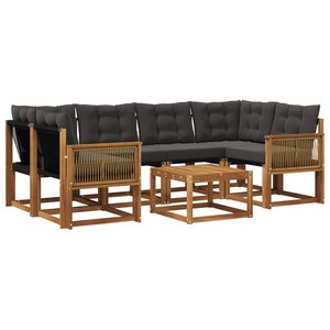 vidaXL Ensemble de canapés d'extérieur 7 pc Naturel et noir
