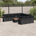 vidaXL Salon de jardin 12 Pièces avec coussins noir résine tressée