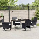 vidaXL Ensemble de salle à manger pour jardin 5 Pièces Noir Poly rotin