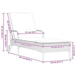 vidaXL Chaise longue avec roues et coussin noir résine tressée