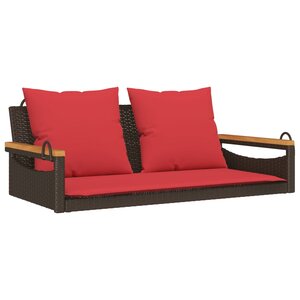 vidaXL Balancelle avec coussins marron 109x62x40 cm résine tressée