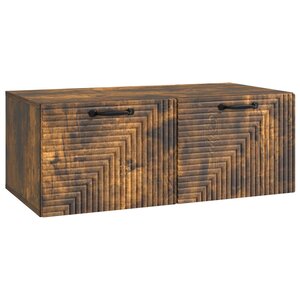 vidaXL Meuble TV mural Chêne fumé 78 5 x 41 x 30 cm Bois d'ingénierie