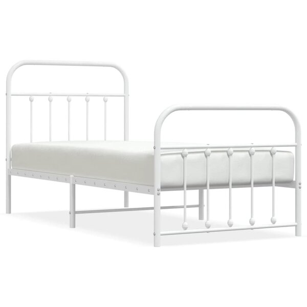 vidaXL Cadre de lit métal avec tête de lit/pied de lit blanc 90x200 cm