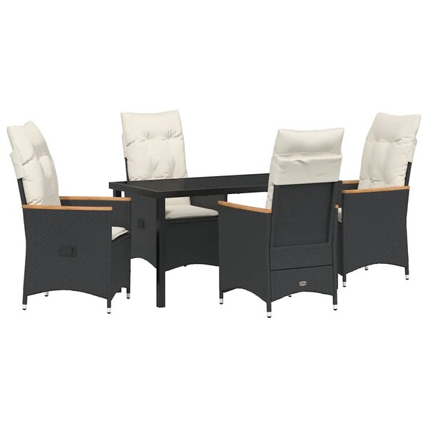 vidaXL Ensemble de salle à manger pour jardin 5 Pièces Noir Poly rotin