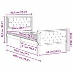 vidaXL Cadre de lit avec tête de lit Taupe 90 x 190 cm Pin massif