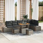 Ensemble de Canapés de Jardin en 9 pièces avec Coussins Gris Rotin Synthétique Acacia vidaXL