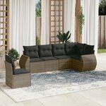 vidaXL Salon de jardin 6 Pièces avec coussins gris résine tressée
