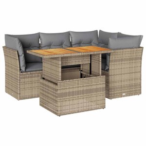 vidaXL Salon de jardin avec coussins 5 Pièces beige résine tressée