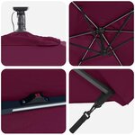 vidaXL Parasol banane à mât déporté Rouge bordeaux 294 x 200 x 254 cm