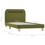 vidaXL Cadre de lit avec LED sans matelas vert tissu 90x200 cm