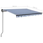 vidaXL Auvent rétractable automatique et poteaux 3x2 5 m Bleu et blanc