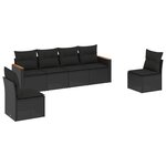 vidaXL Salon de jardin 6 Pièces avec coussins noir résine tressée