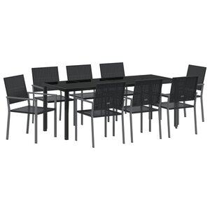 vidaXL Ensemble de 5 Noir Rotin PE  Acier revêtu de poudre