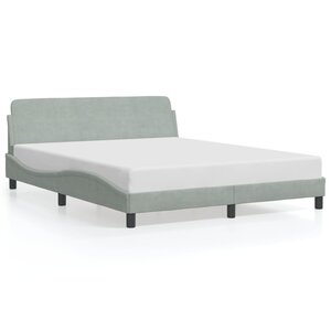 vidaXL Cadre de lit Dover gris clair 160x200 cm velours