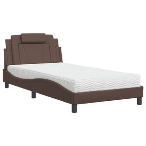 vidaXL Lit Viana avec matelas marron 100x200 cm similicuir