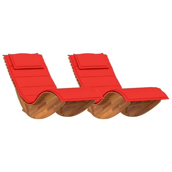 vidaXL Transat avec coussin 2 Pièces Marron Bois d'Acacia Massif