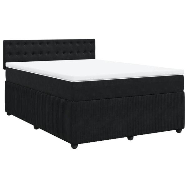 vidaXL Sommier à lattes de lit et matelas Noir 160x200 cm Velours