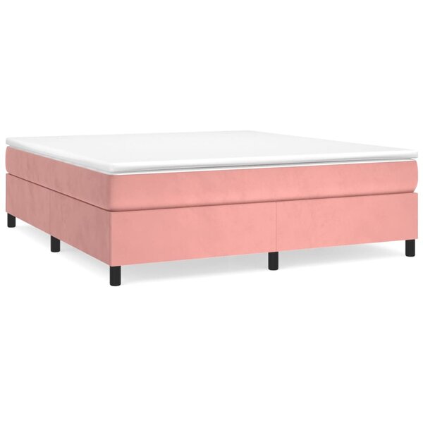 vidaXL Sommier à lattes de lit avec matelas Rose 200x200 cm Velours