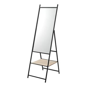 Miroir sur pied avec une étagère chamois 150 x 44 x 60 cm noir effet chêne 03_0007966