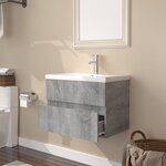 vidaXL Meuble lavabo avec bassin intégré Sonoma gris Bois d'ingénierie