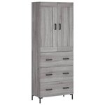 vidaXL Buffet haut Sonoma gris 69 5x34x180 cm Bois d'ingénierie