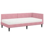 vidaXL Cadre de lit d'angle avec matelas 2 pc Rose 100 x 200 cm