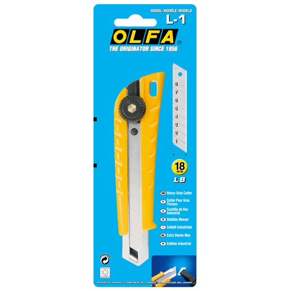 Olfa Cutter Couteau polyvalent L-1 - 18x147mm - jaune