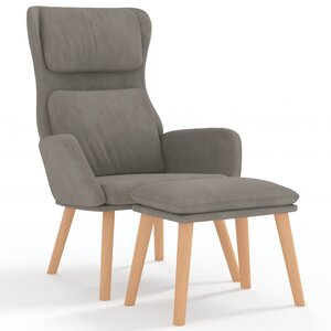 vidaXL Chaise de relaxation avec tabouret Gris clair Velours