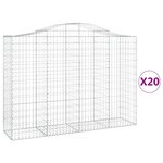 vidaXL Paniers à gabions arqués 20 Pièces 200x50x140/160 cm Fer galvanisé